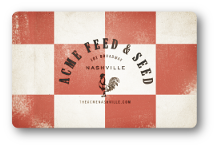 Acme Feed & Seed logo on a red and white checkered background.